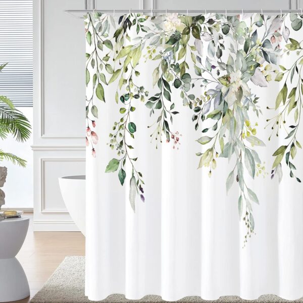 Gibelle Sage Green Eucalyptus Shower Curtain - Image 2