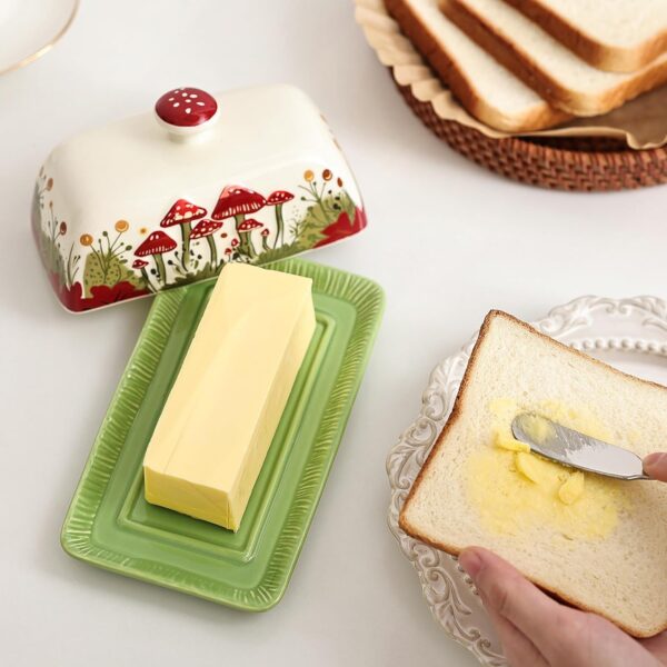 Fungi Fun Red Mushroom Ceramic Butter Dish - Image 3