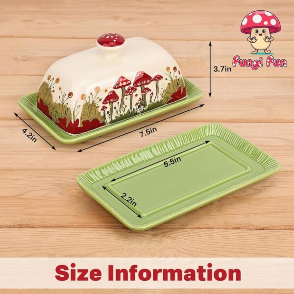 Fungi Fun Red Mushroom Ceramic Butter Dish - Image 4