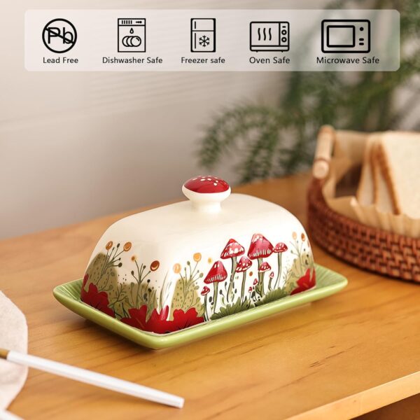 Fungi Fun Red Mushroom Ceramic Butter Dish - Image 6