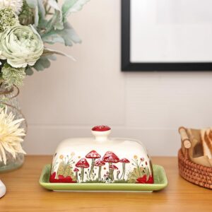 Fungi Fun Red Mushroom Ceramic Butter Dish
