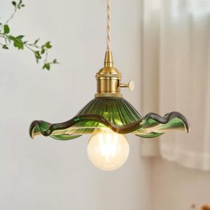 Green Wave Style Glass Pendant Light Fixture