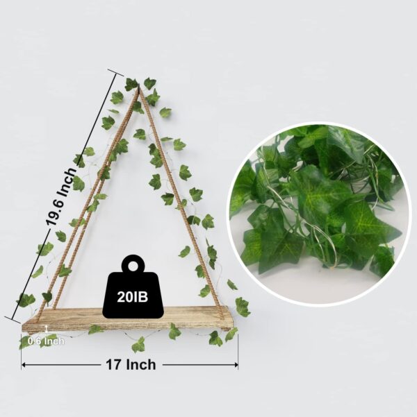 GlowLeaf Macrame Hanging Shelves with LED Ivy – Set of 2 - Image 2
