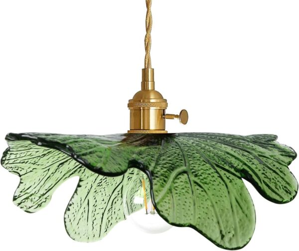 Vintage Green Glass Pendant Light - Image 2
