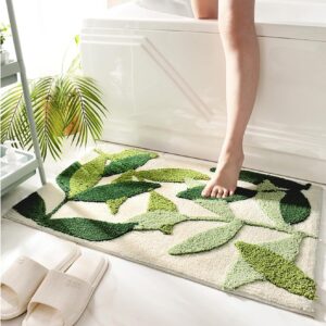 Green Leaves Non-Slip Bathroom Rug