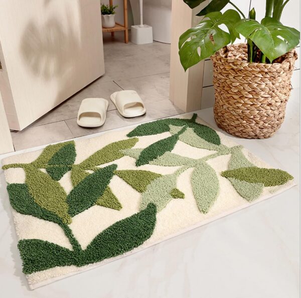 Green Leaves Non-Slip Bathroom Rug - Image 3