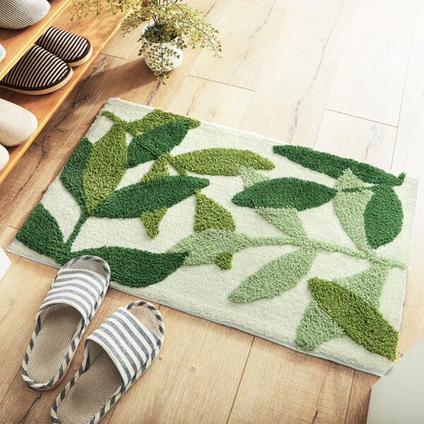 Green Leaves Non-Slip Bathroom Rug - Image 6