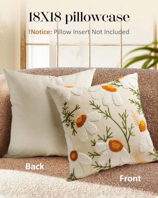 DaisyBloom Embroidered Pillow Cover - Image 3
