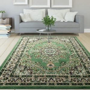 Antep Rugs Siesta Collection 5x7 Oriental Medallion Area Rug – Green Beige